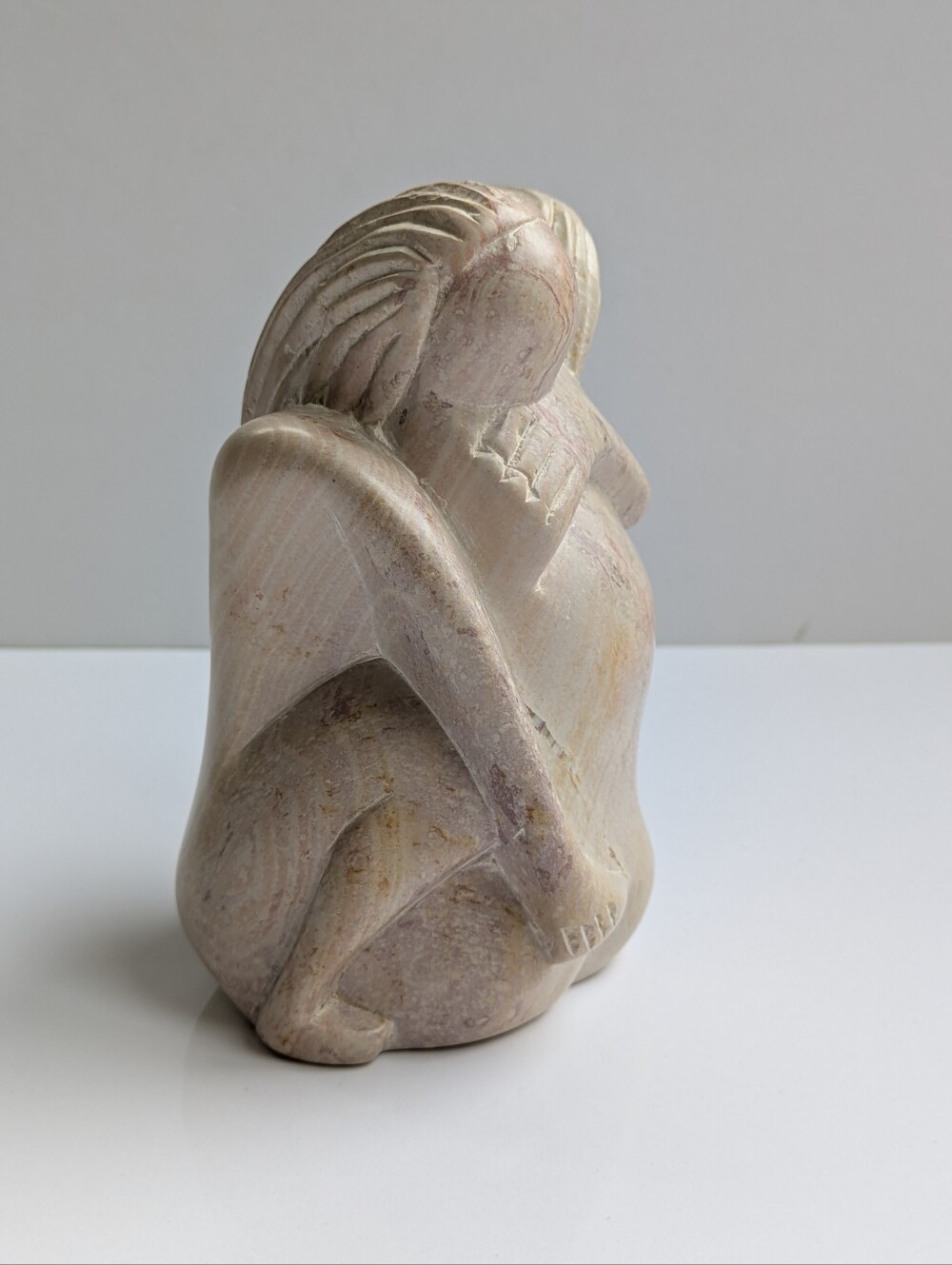 Handcrafted Stone Sculpture Embracing Couple Hugging Cuddling Lovers Figurine